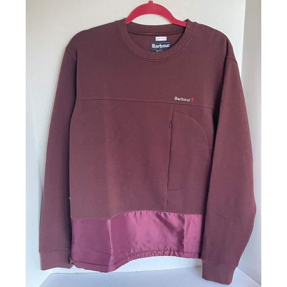 Barbour Bowfell Sweatshirt Mens Medium Brown Crewneck Fleece Sweater Pullover